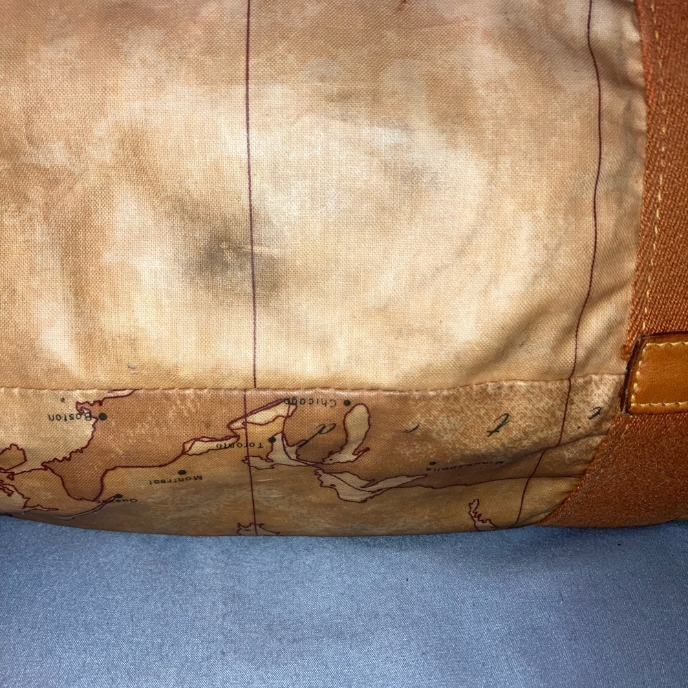 Alviero Martini Brown World Map Canvas Tote Bag - Picture 4 of 13